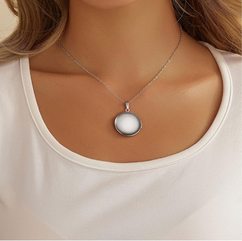 PHOCKSIN Locket Necklace for Women Black/Gold/Silver Locket Necklace Oval/Round/Heart Photo Necklace New Years Gifts for Girls - Image 3